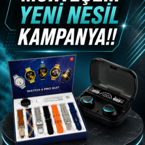 Ucuz Kaliteli Yeni Nesil 7 Kordonlu Akıllı Saat ve Kablosuz Bluetooth Kulaklık ANC Özelliği