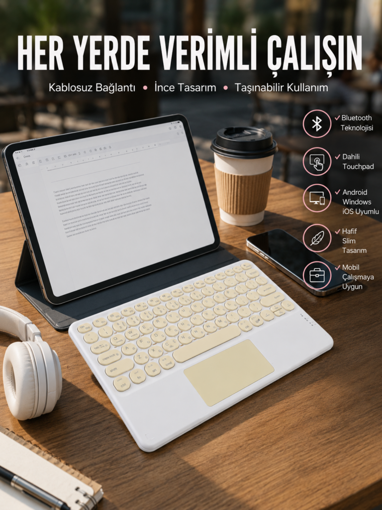 Touchpad Uyumlu Bluetooth Klavye Slim Kablosuz Wifi Q Klavye
