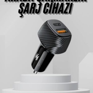 Araç İçi Şarj Cihazı 38W Güç Kapasiteli Type-C Girişli Araba Çakmaklık