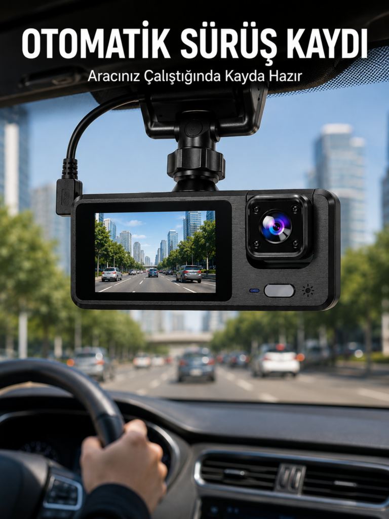 3 Kameralı DVR Araç Kamerası – Tam Güvenlik, Tam Kapsama Yeni Nesil