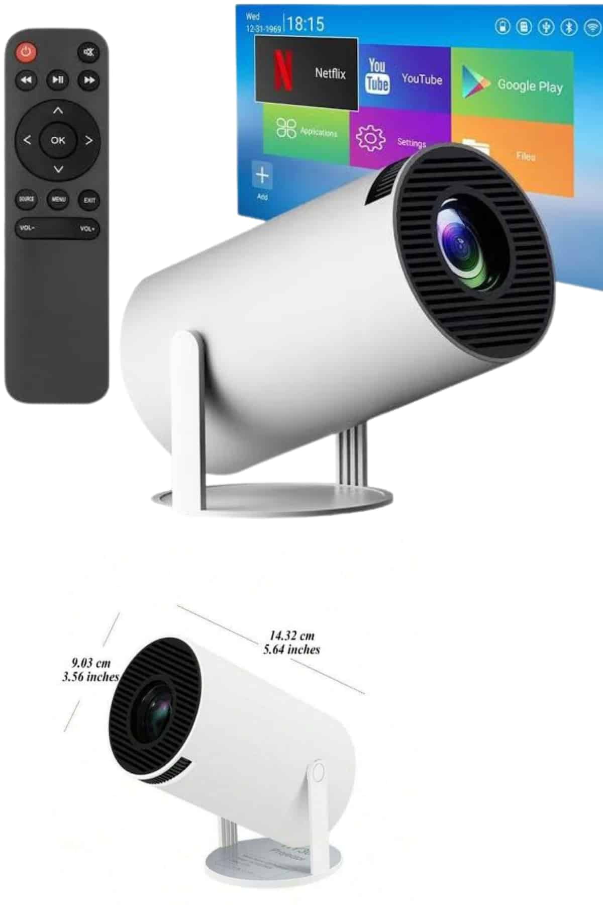 Sinema Projektörü Android HDMI USB WİFİ Ses Çıkışlı Ayaklı Projeksiyon Taşınabilir Yeni Nesil