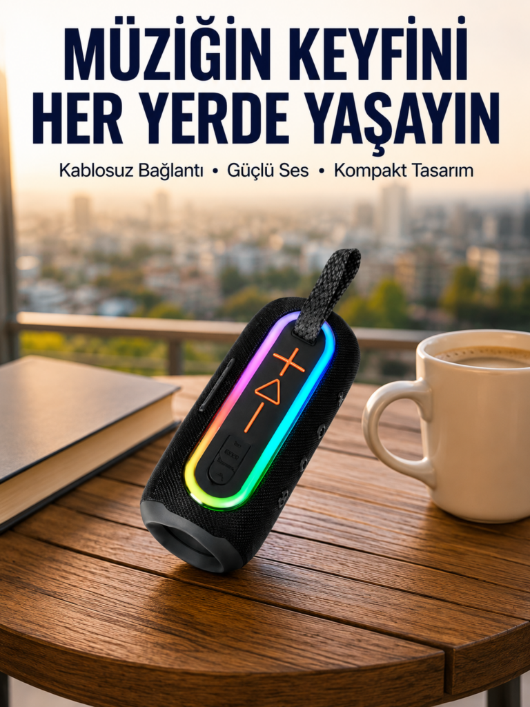 Yüksek Ses Kaliteli Kablosuz Hoparlör LED Işıklı Yeni Nesil