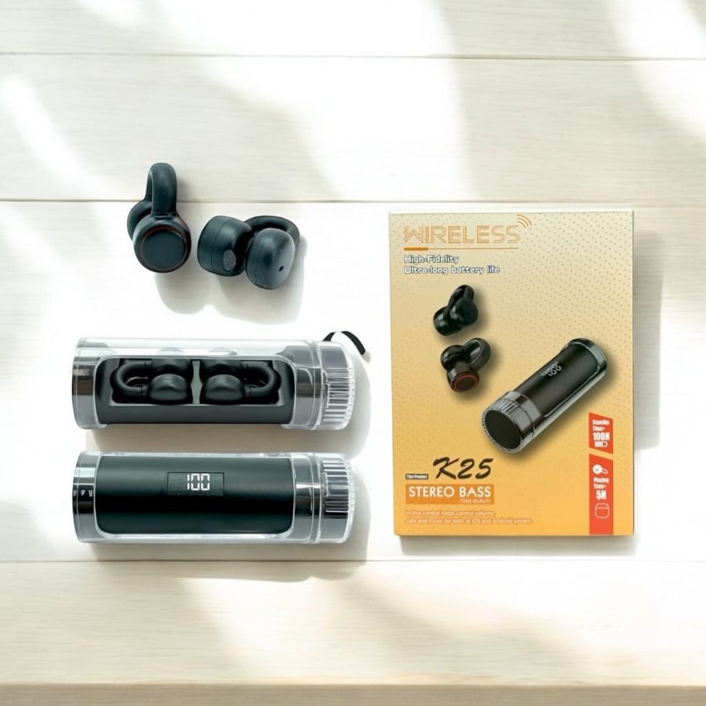 K25 model Bluetooth kulaklık, küpe tasarımında