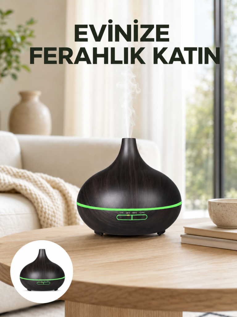 7 Renk Işıklı Ultrasonik Hava Difüzörü – Sessiz ve Güvenli Kullanım Yeni Nesil