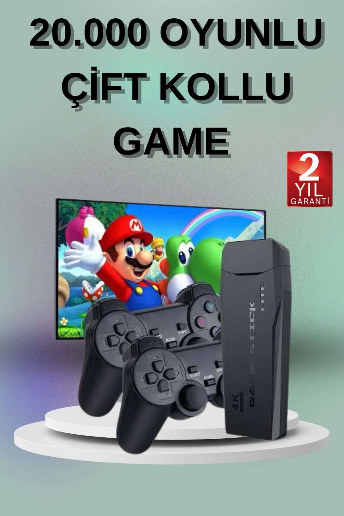 Kablosuz 2.4G 2 Kollu Retro Oyun 4K Game Stick 3500 Oyun Atari