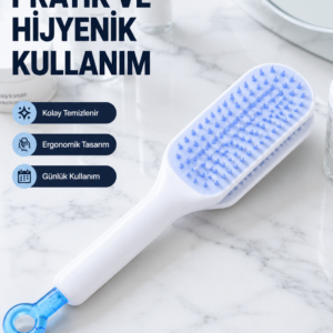 Otomatik Temizlemeli Saç Fırçası – Ergonomik Tasarım, Masaj Etkili, Elektriklenmeyi Önleyici