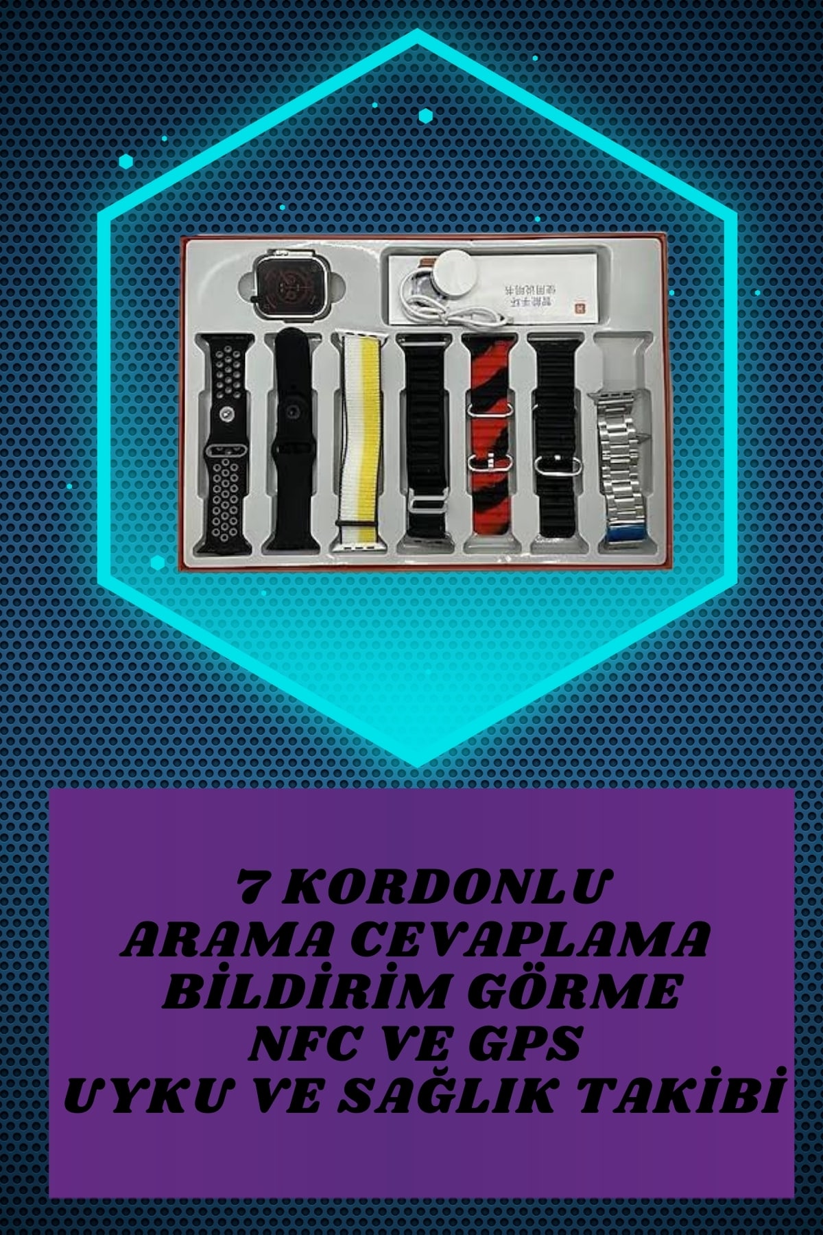 7 Kordonlu Akıllı Saat Ve Oyuncu Kulaklığı ANC Özelliği Kulak İçi Mikrofonlu Sesli Görüşme