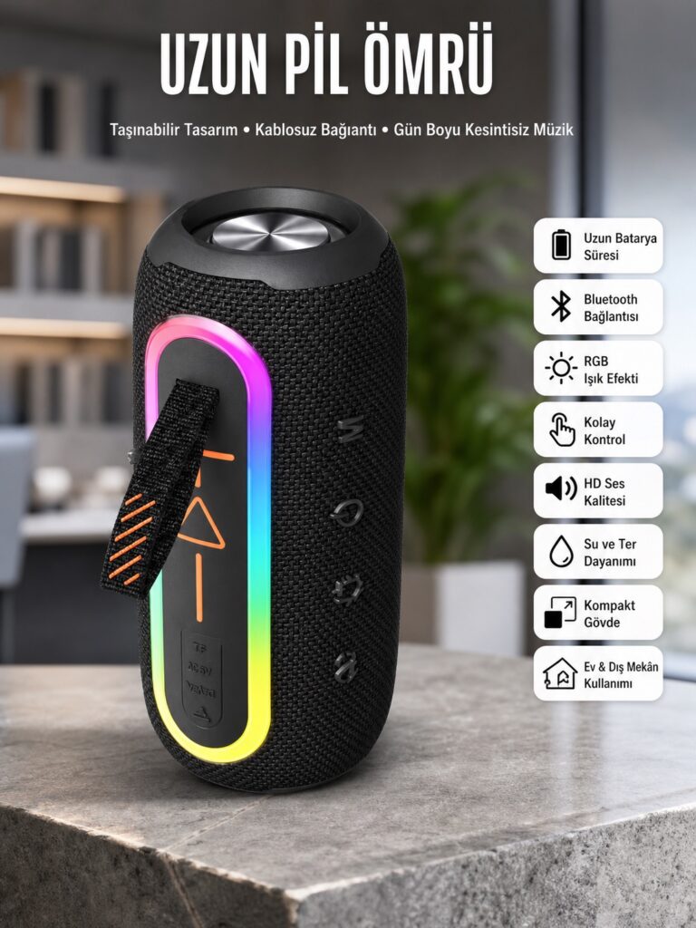 Bluetooth Hoparlör Uzun Pil Ömrü Taşınabilir Yüksek Ses Kaliteli