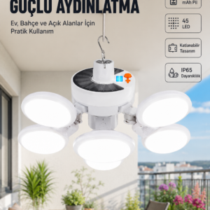 Güneş Enerjili Katlanabilir 5 Kanatlı Solar Bahçe Lambası