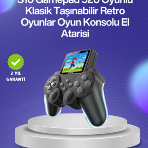 500 Oyunlu Nostaljik El Tipi Oyun Konsolu, Taşınabilir Şarjlı Cihaz, Renkli Ekran ve TV Destekli