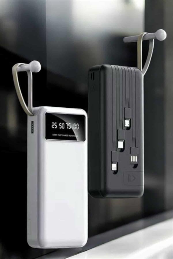 20.000 Mah Led Işıklı LCD Ekran USB Girişli Type-C Lightning Powerbank Yeni Nesil