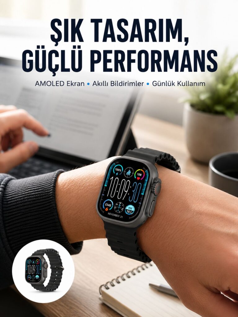AMOLED Ekran 49mm Ultra Tasarım 3 Kordonlu Akıllı Saat Yeni Nesil