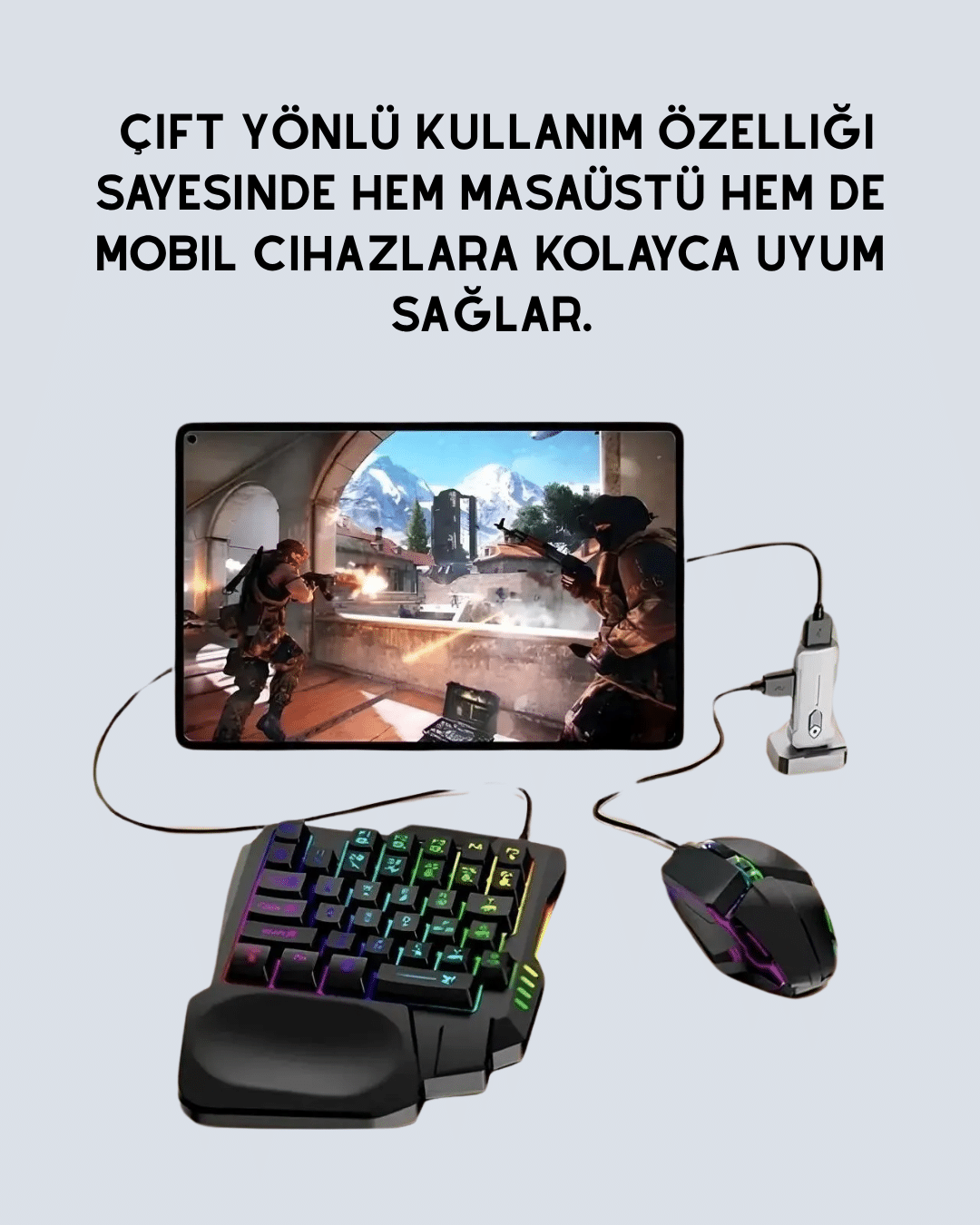 Tak-Çalıştır Mobil Oyun Ekipmanları Seti – Klavye Mouse Dahil