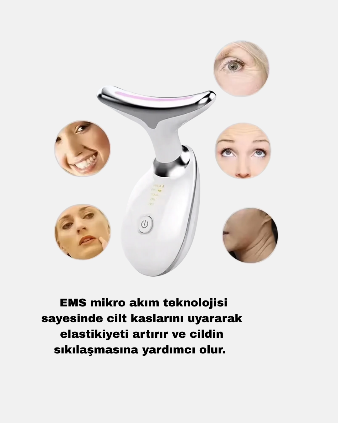 Boyun ve Gıdı Toparlayıcı EMS Cilt Sıkılaştırıcı 7000 Titreşim Isı Terapisi