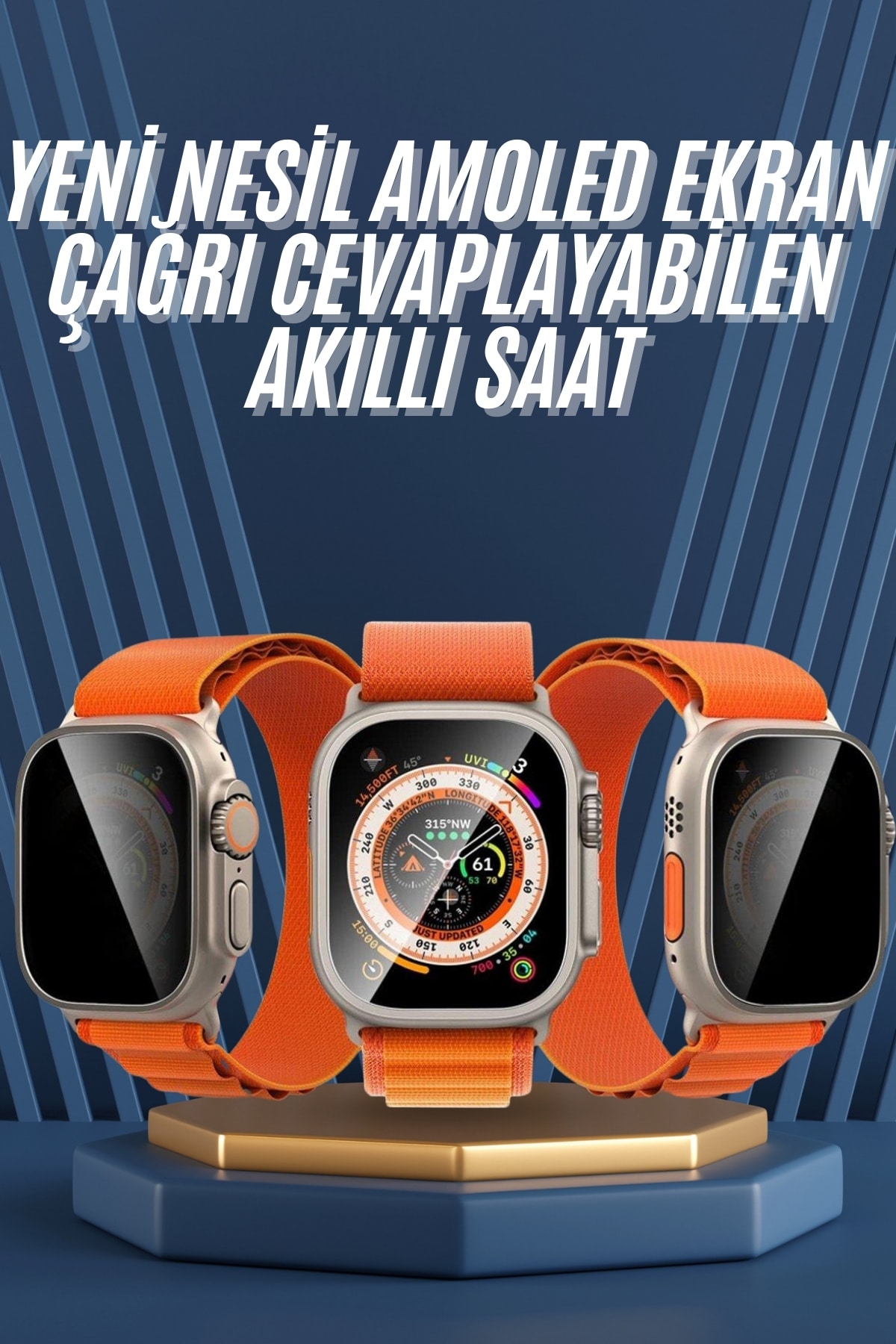 Ultra Max Kordon Kilitli Akıllı Saat Amoled Ekran Titreşimli Çağrı Cevaplayabilen