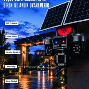 4 Kameralı 4G SIM Kart Destekli Güneş Enerjili Akıllı Güvenlik Kamerası