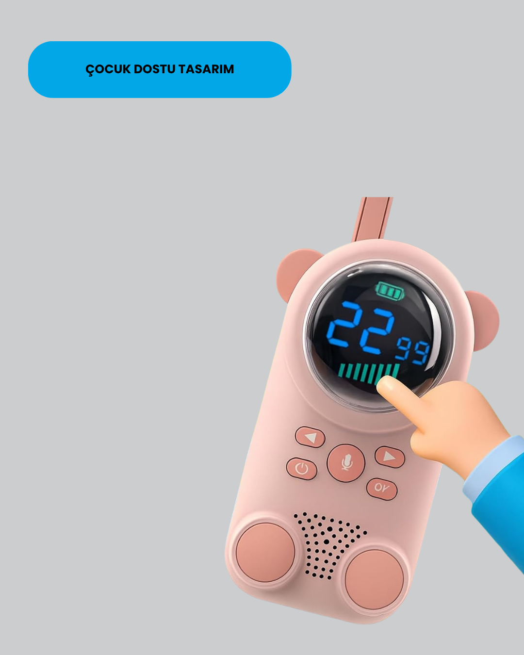 LCD Ekranlı Bebek Telsizi – İki Yönlü Ses, Uzun Menzil, Çocuk Dostu Tasarım