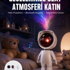 180 Derece Dönebilen Astronot Masa ve Gece Lambası Projektör Yeni Nesil