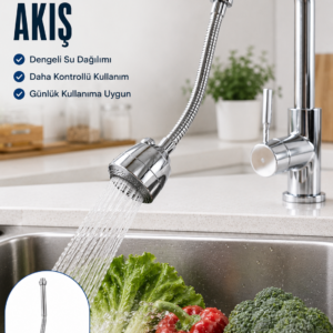 Ayarlanabilir Musluk Başlığı Esnek Spiral Hortumlu Lavabo Uzatma Aparatı