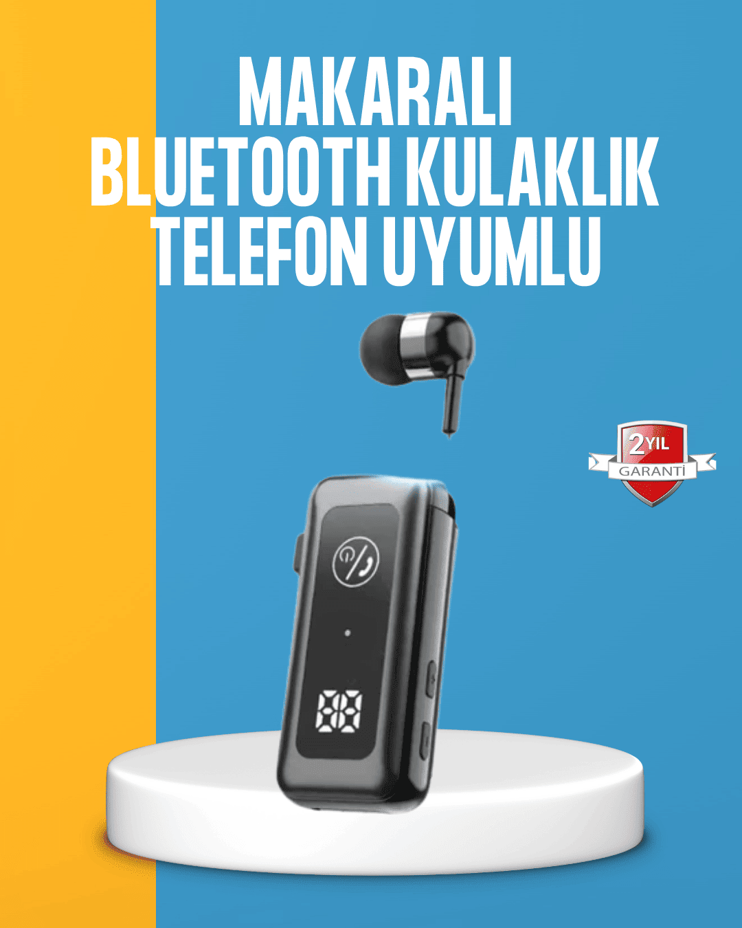 Dijital Ekranlı ve Hızlı Şarjlı Bluetooth 5.2 Makaralı Kulaklık