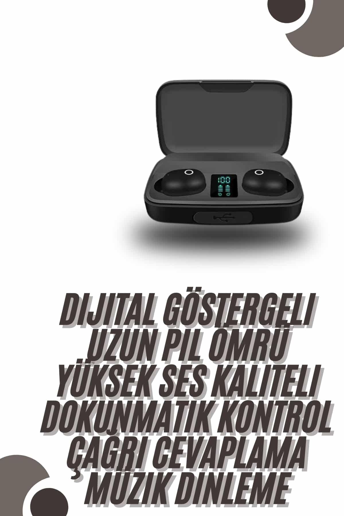 TWS Bluetooth Kulaklık 5.0 Bluetooth Bağlantılı Dokunmatik Kontrol Özelliği Yeni Nesil