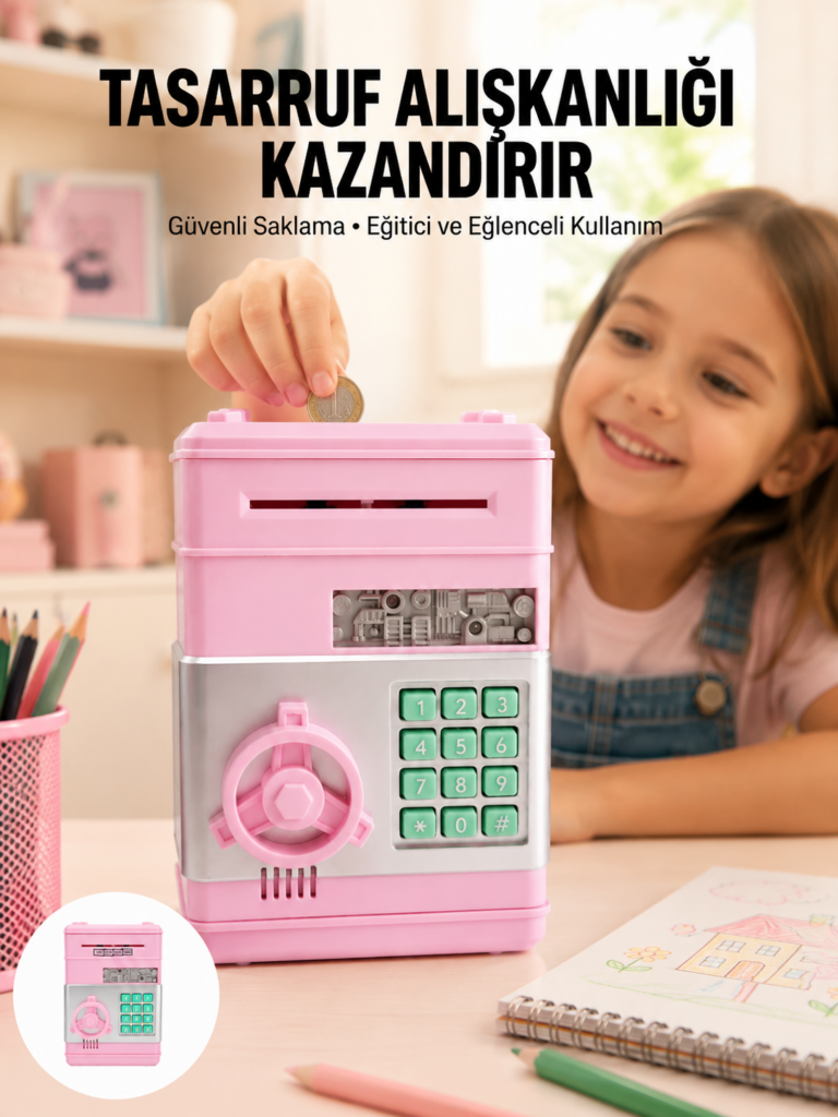 Büyük Hazneli Şifreli Para Tasarruf Kumbarası