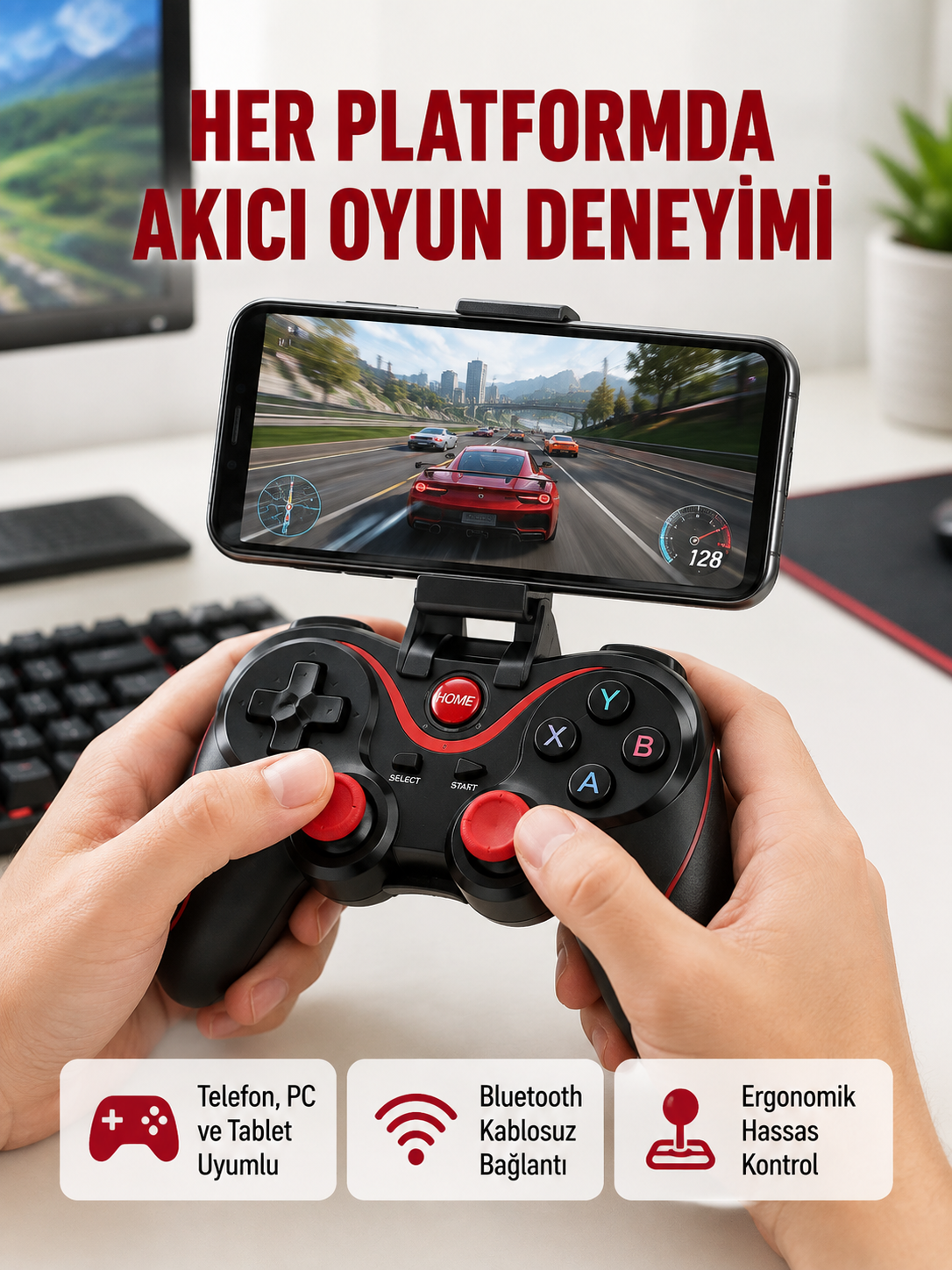Hafif ve Taşınabilir Kablosuz Bluetooth Oyun Konsolu