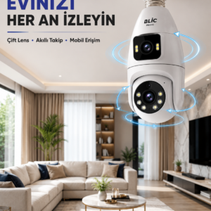 Wi-Fi Ampul Kamera Sistemi Gece Görüşlü Çift Lens