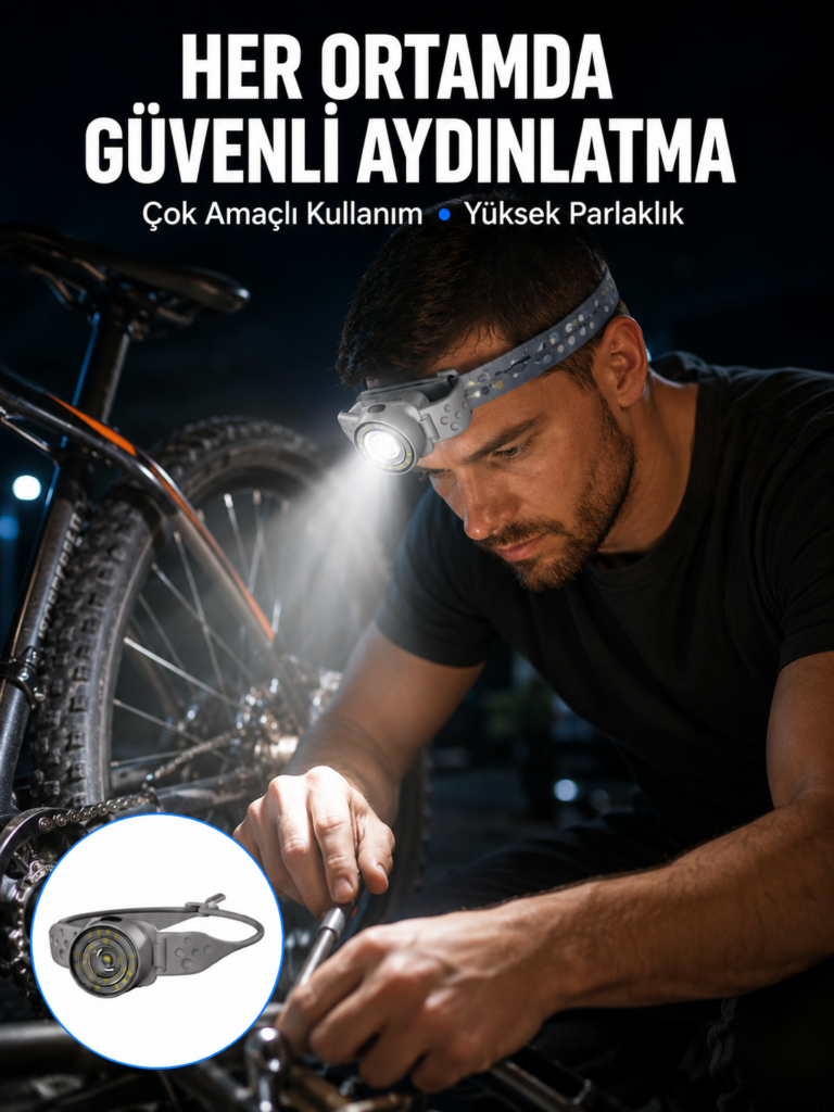 Şarj Edilebilir Kafa Feneri Kamp Tamir ve Outdoor Kullanımına Uygun