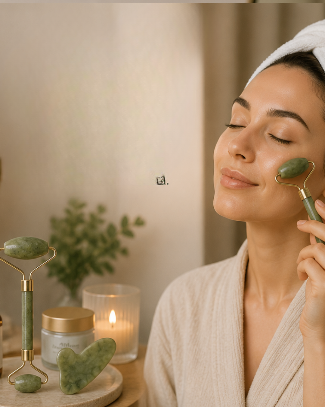 Doğal Jade Stone Yüz Masaj Seti Cilt Bakım ve Rahatlatıcı Bakım