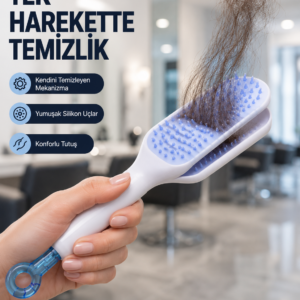 Kendi Kendini Temizleyen Saç Tarağı – Anti-Statik, Silikon Uçlu, ABS Malzeme, 22x4 cm