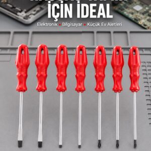 Düz ve Yıldız Başlıklı 7li Tornavida Seti Ergonomik Tutma