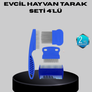 Evcil Hayvan Tüy Bakım Seti – 4’lü Paslanmaz Çelik ve Eco Plastik, Kolay Temizlenebilir ve Dayanıklı