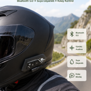 Bluetooth 5.0 Motosiklet Kask Kulaklık Eller Serbest ve Müzik Özellikli Yeni Nesil