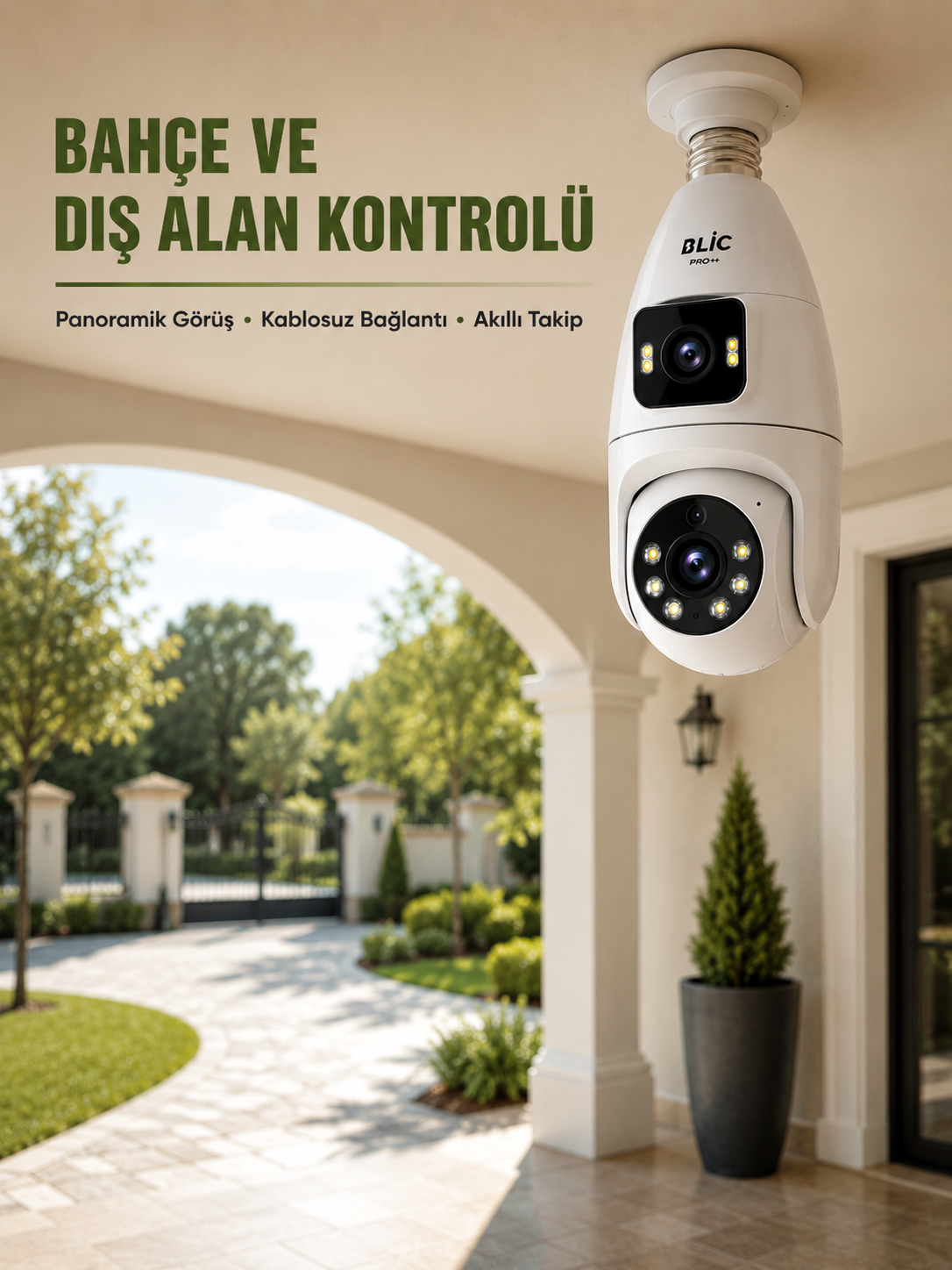 Çift Lens Wi-Fi Ampul Kamera ve Mobil Kontrol Yüksek Çözünürlüklü