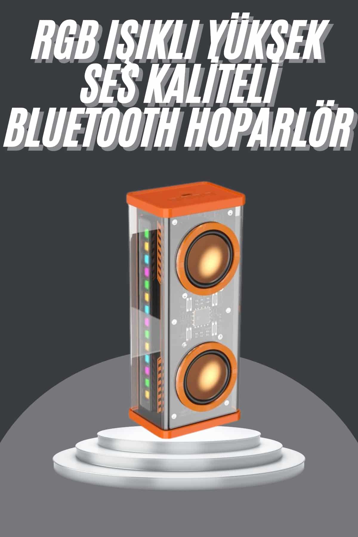 Bluetooth Hoparlör Şeffaf Mecha RGB Işıklı Çift Hoparlör 5.0 Bluetooth