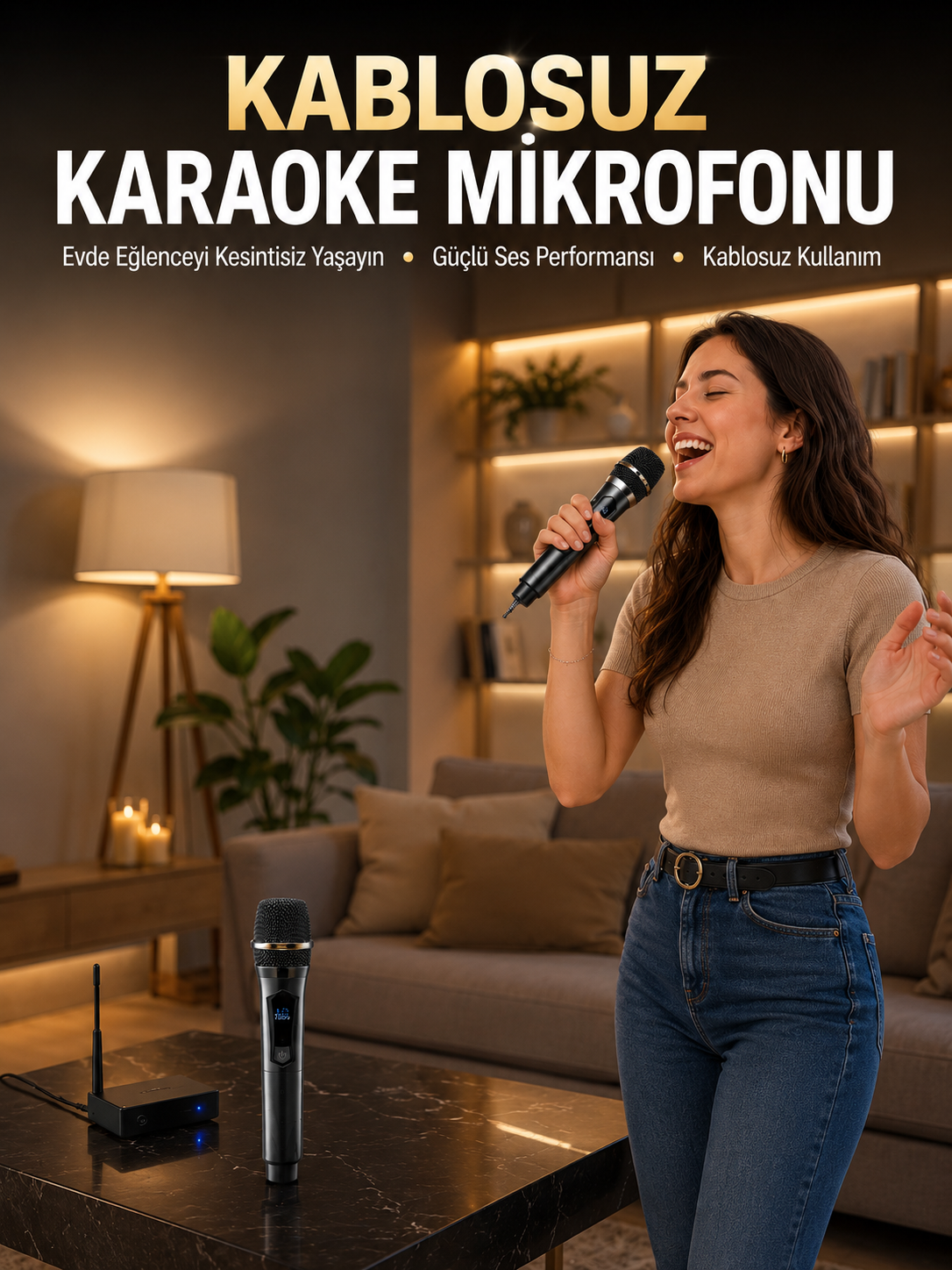 Profesyonel Kablosuz Mikrofon Seti Çift Mikrofonlu