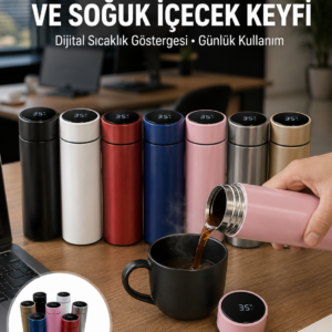 Uzun Süre Isı Koruma Sağlayan Dijital Göstergeli Termos Yeni Nesil