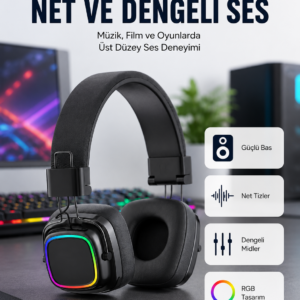 Yüksek Ses Kaliteli Kablosuz Kulak Üstü Kulaklık – BT 5.3