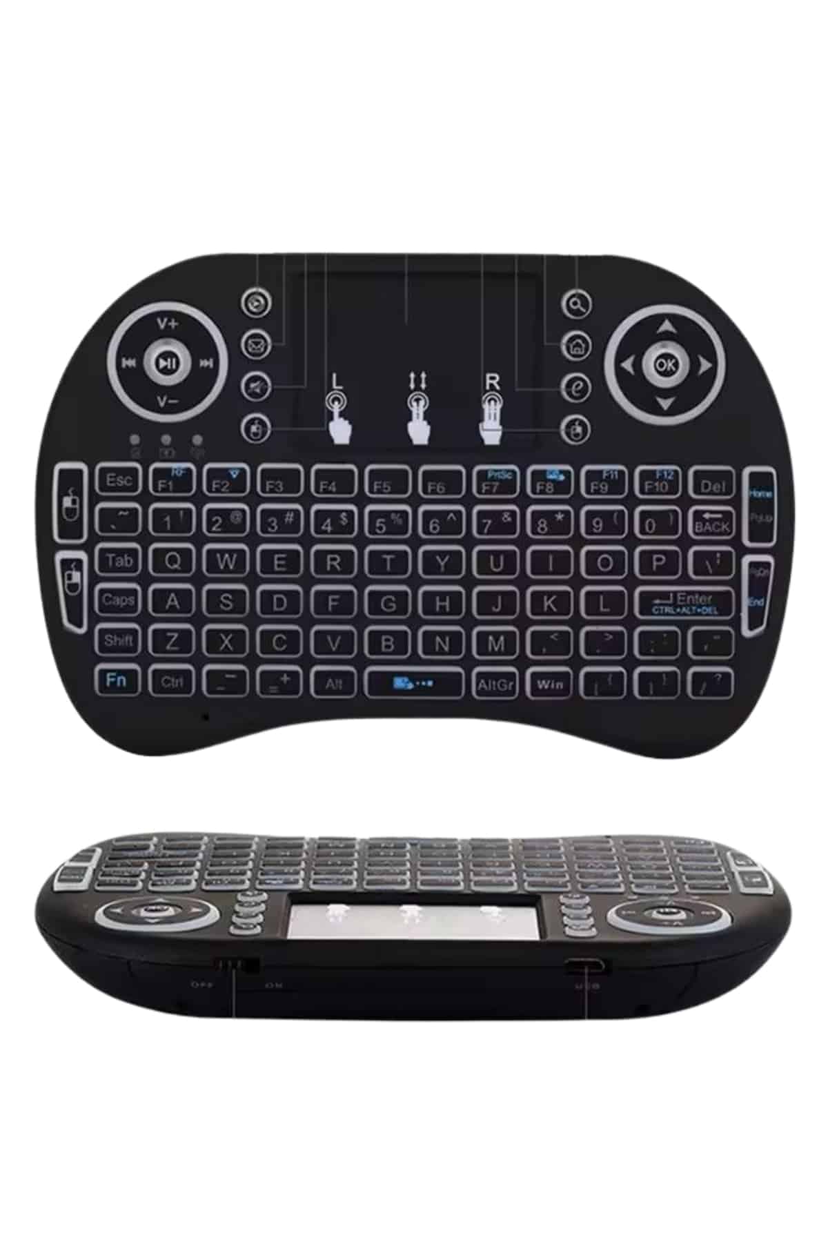 Kablosuz Türkçe Q Klavye RGB Işıklı Televizyon Ps3 Dokunmatik Mouse