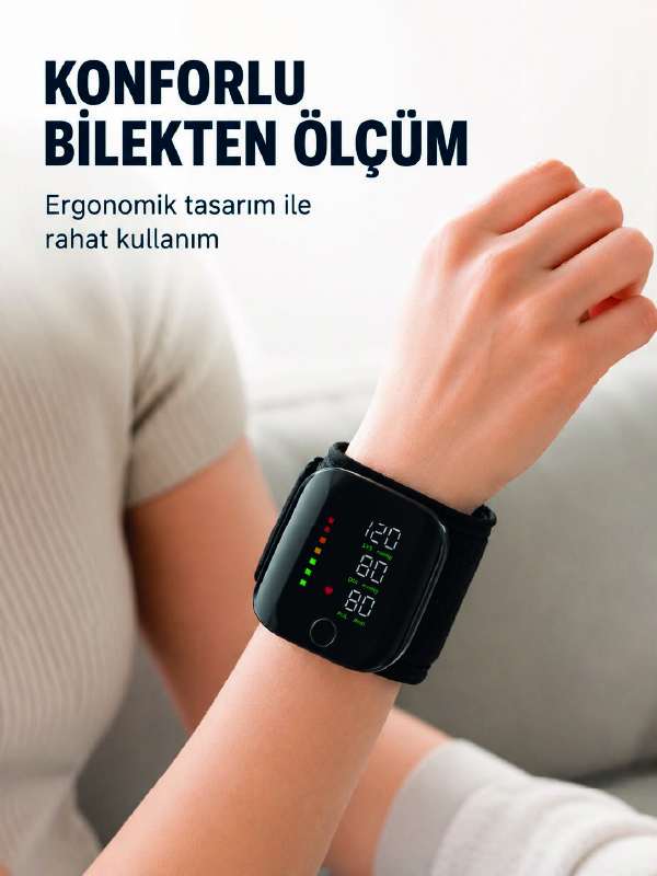 Şarj Edilebilir Bilekten Tansiyon Aleti Tek Tuşla Ölçüm