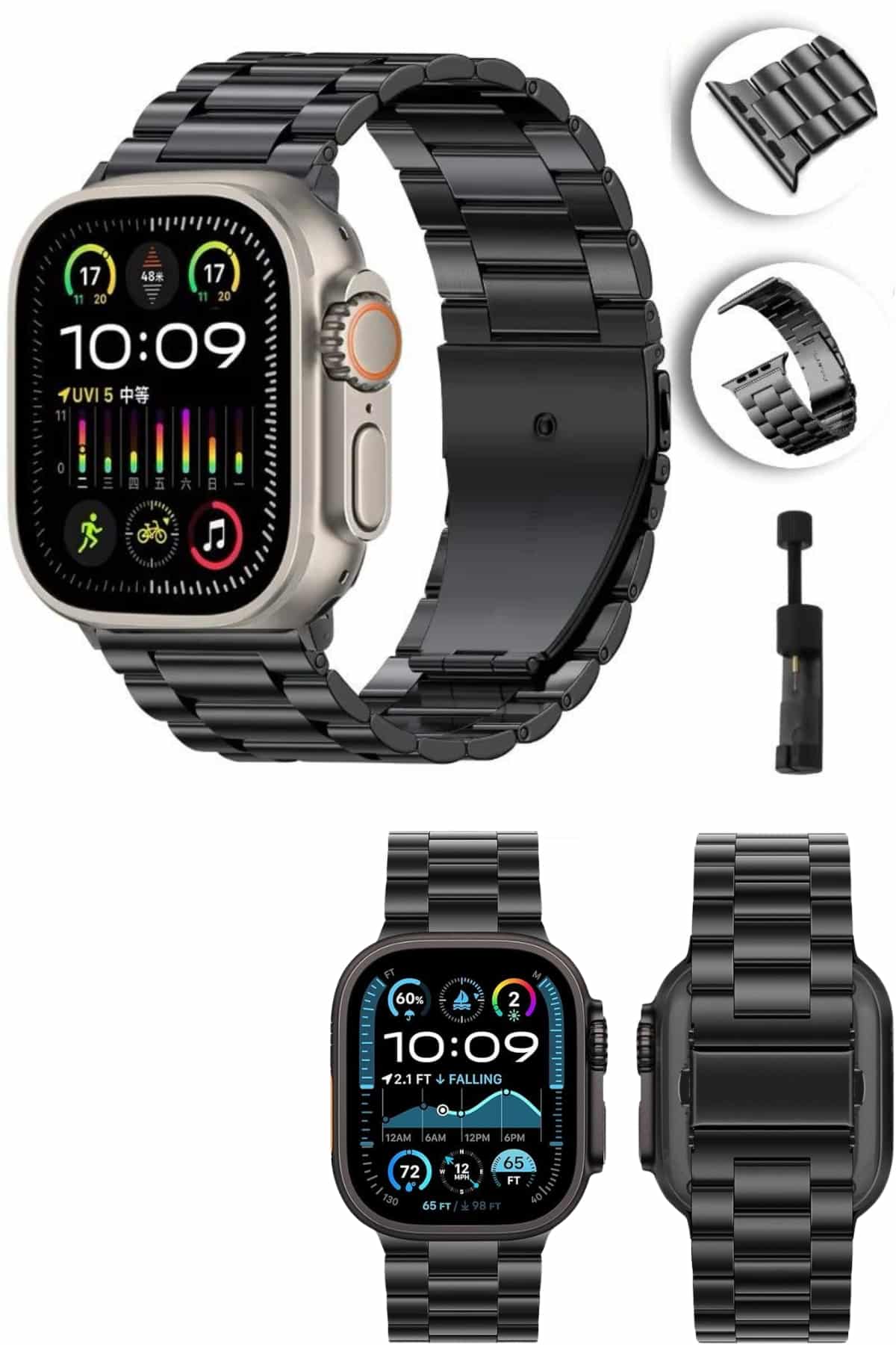 Akıllı Saat Arama Konuşma GPS ve NFC Özelliği 3 Kordonlu Amoled Ekran