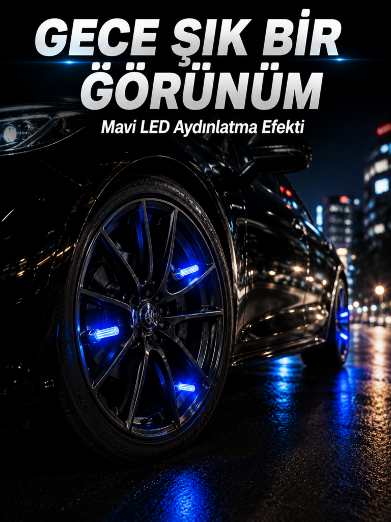 Araç Sibop Işığı 4'lü Set Otomatik Yanan LED Lastik Aksesuarı