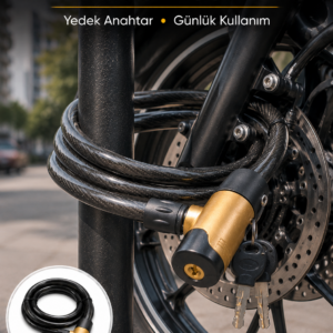 Motosiklet, Bisiklet ve Elektrikli Scooter İçin Ağır Hizmet Tipi Çelik Halat Kilidi