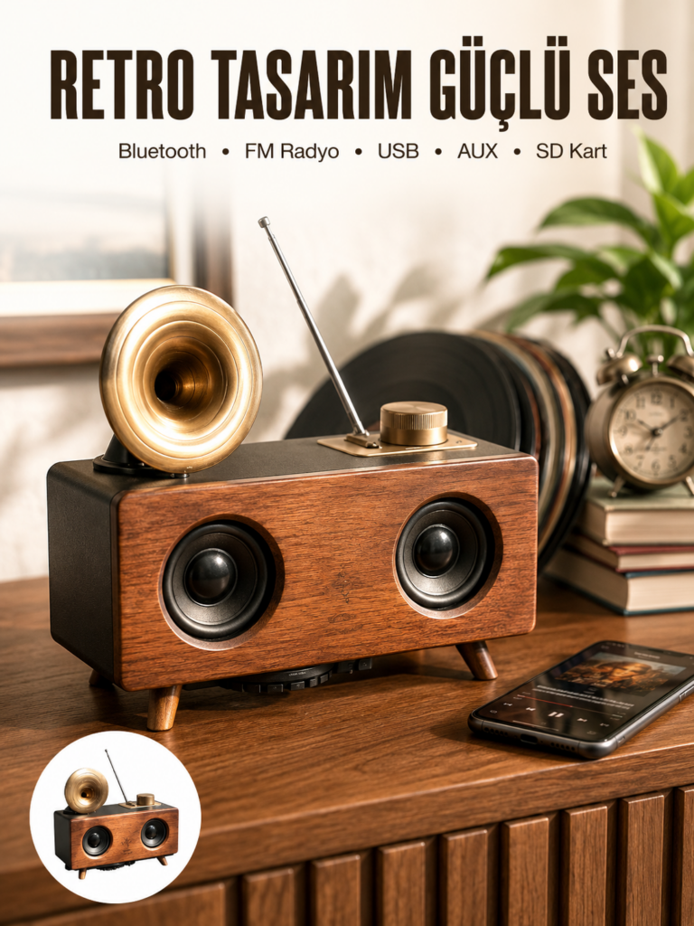 Nostaljik Görünümlü Bluetooth Bağlantılı Speaker