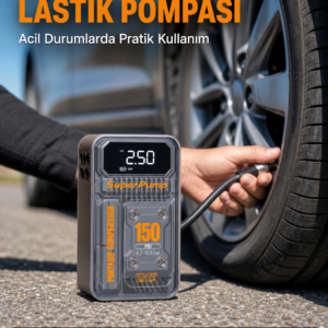 150 PSI Kablosuz Dijital Ekranlı Taşınabilir Araç Lastik Pompası