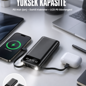 Powerbank 20.000 Mah Dijital Göstergeli LCD Ekran Uzun Pil Ömrü Yeni Nesil