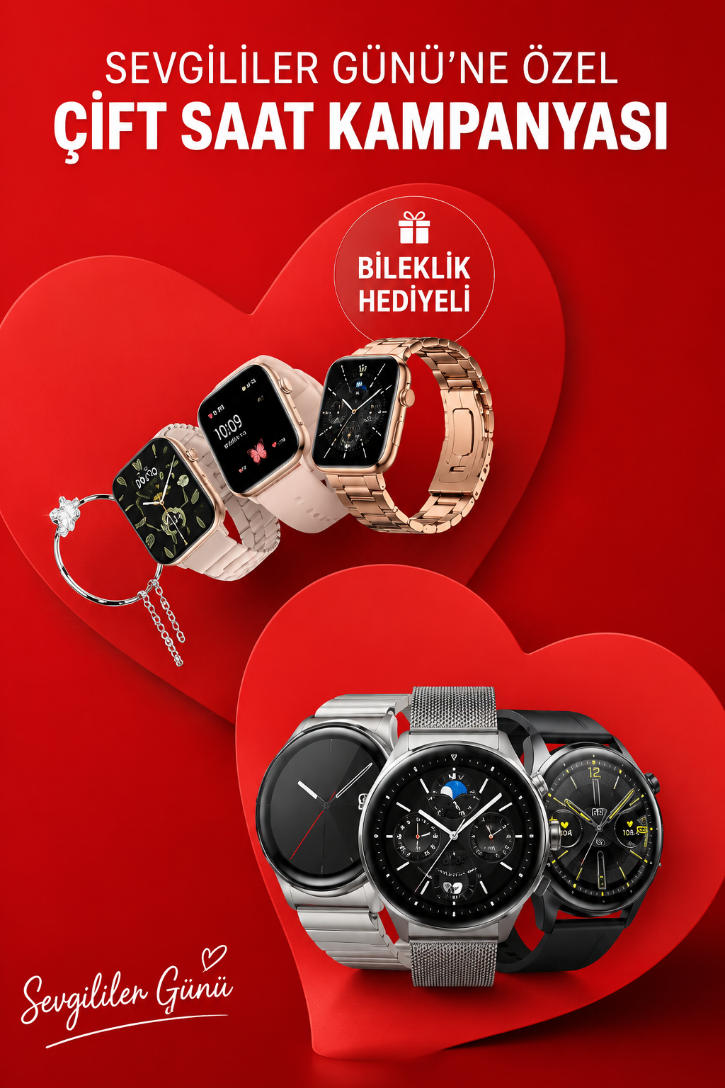 Sevgiliye Özel Yeni Nesil Akıllı Saat Çiftlere Özel Kampanya Çift Saatleri