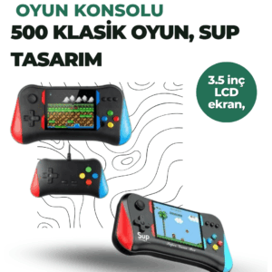 3.5 İnç Ekranlı Klasik Oyun Konsolu – 500 Dahili Oyun