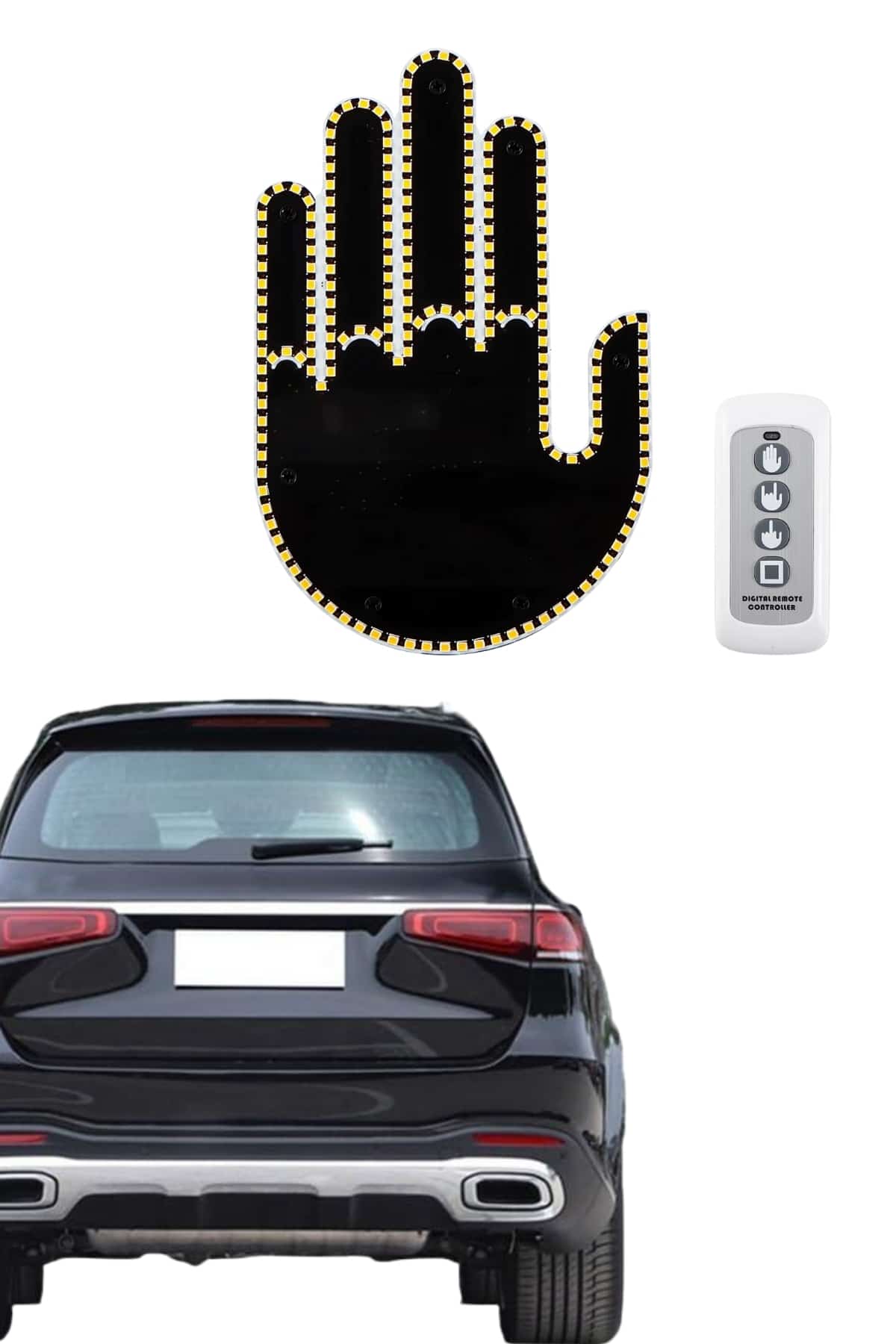 Uzaktan Kumandalı El Orta Parmak Led Araç Camına Özel Yeni Nesil